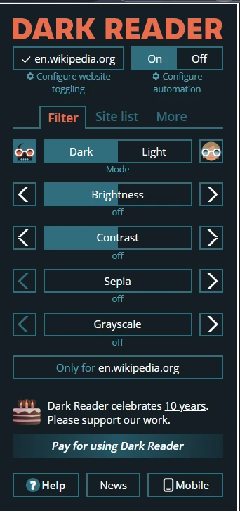 Dark Reader Extension