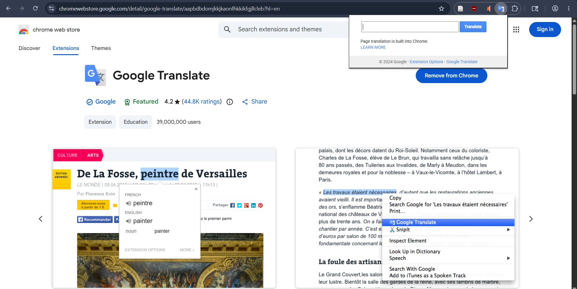 Google Translate Extension