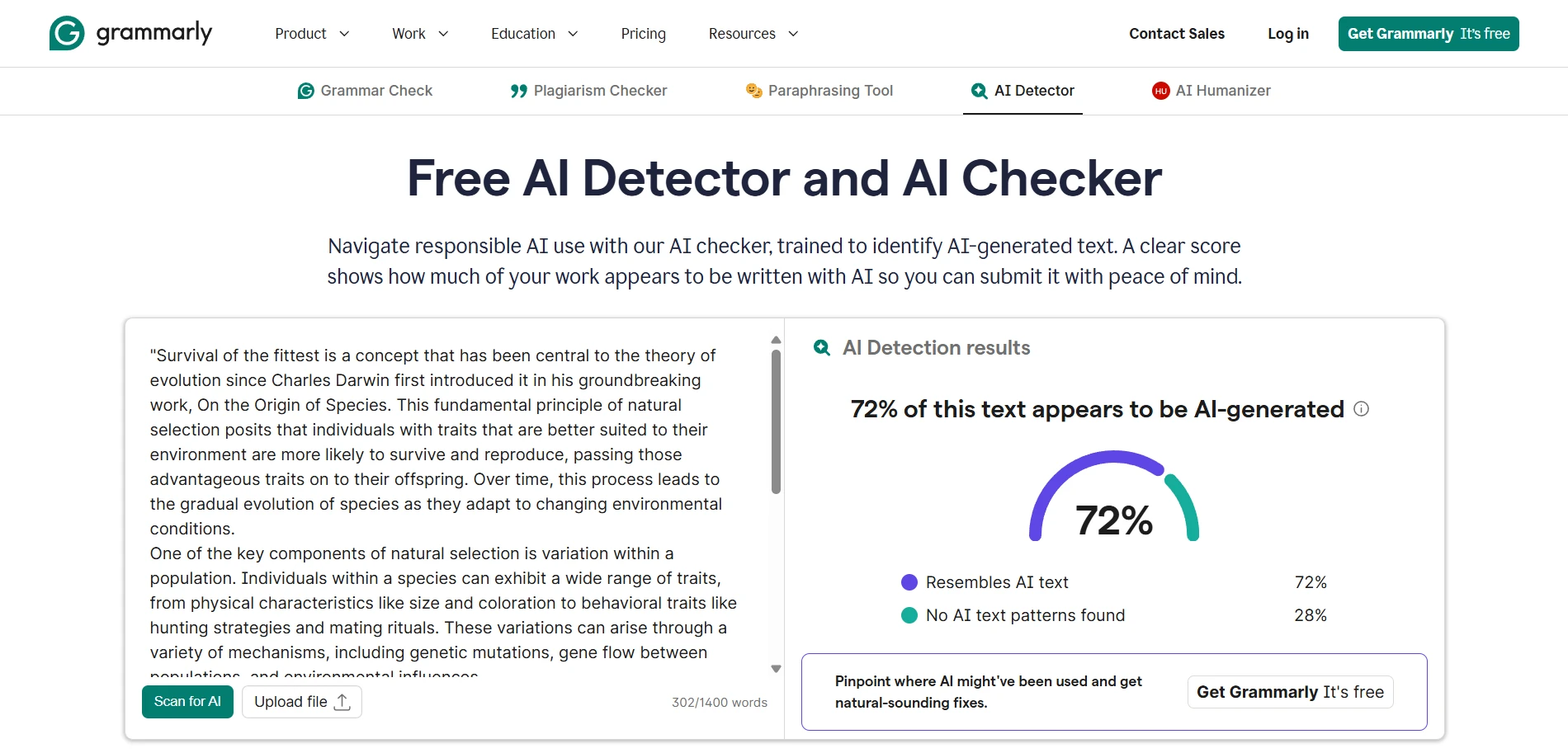 Grammarly screenshot for sample 1