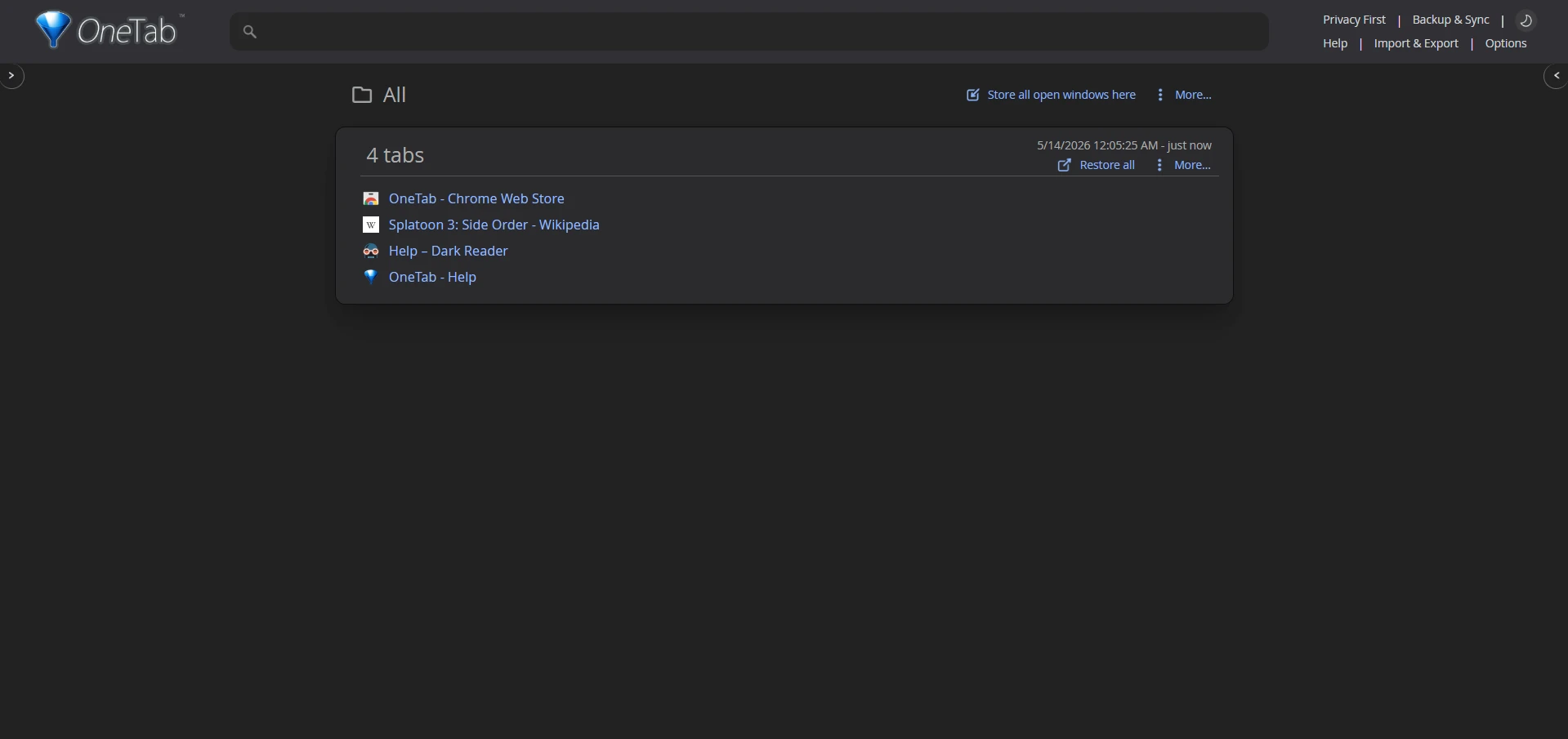 OneTab Extension