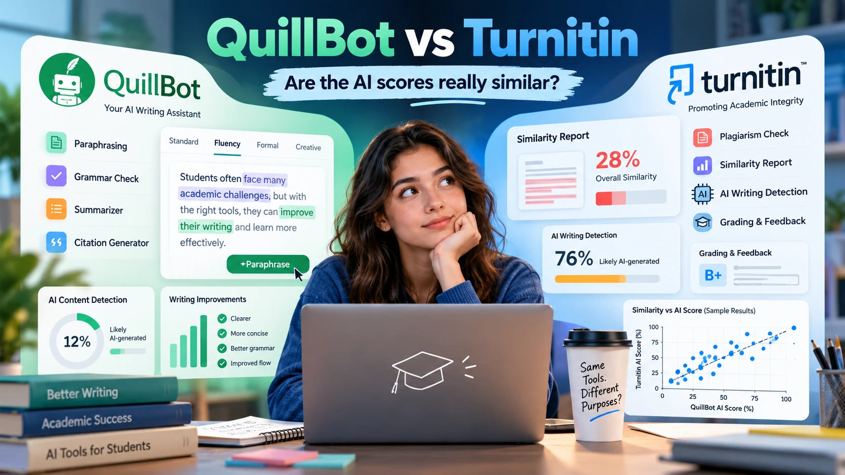 Is QuillBot Similar to Turnitin? Features, Pricing, and AI Detector Scores Compared