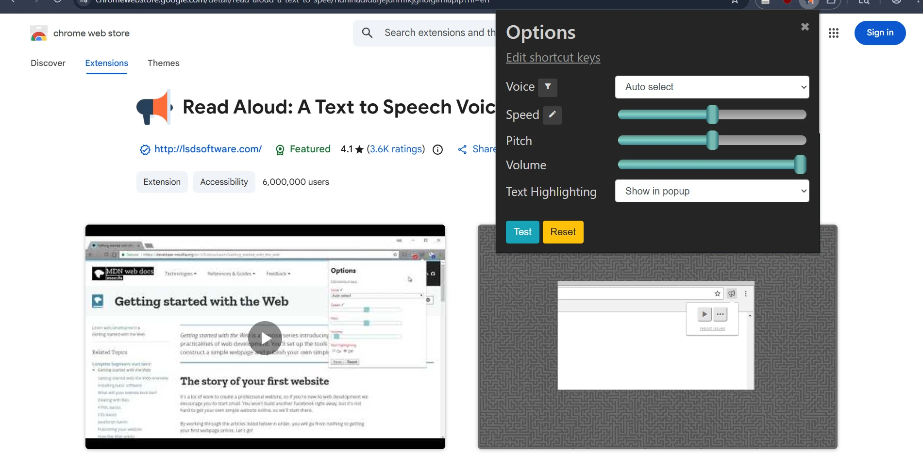 Read Aloud Extension