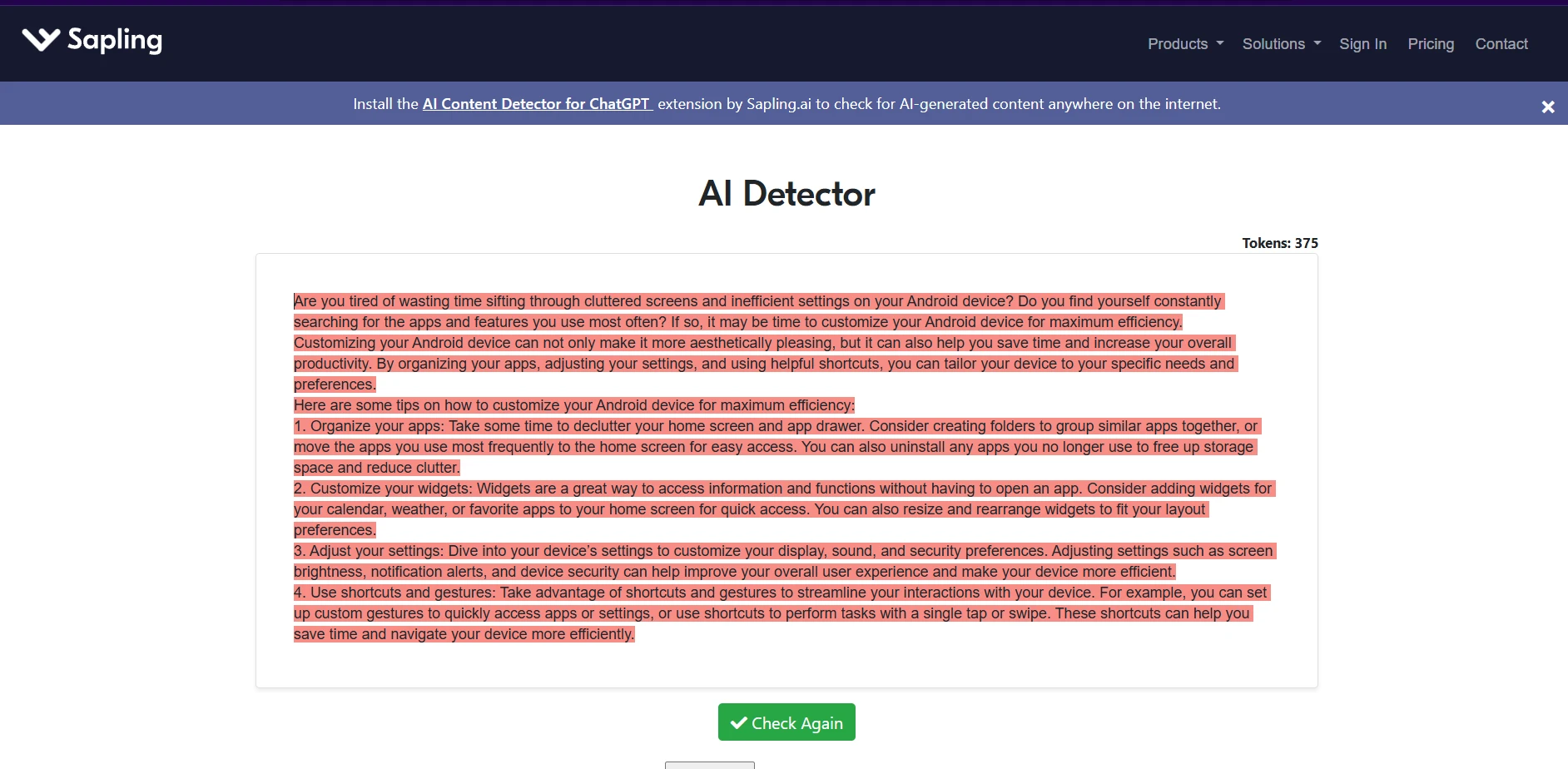 Sapling.ai ultra final analysis panel