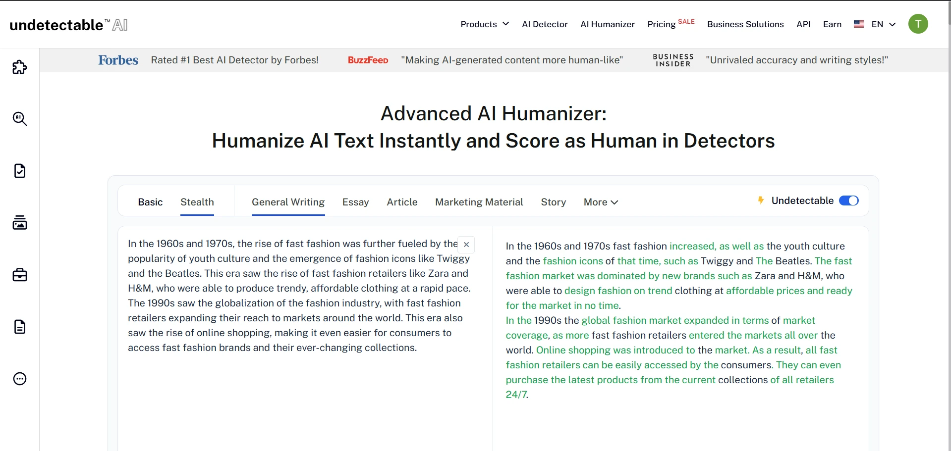 Undetectable.ai rewrite example 3