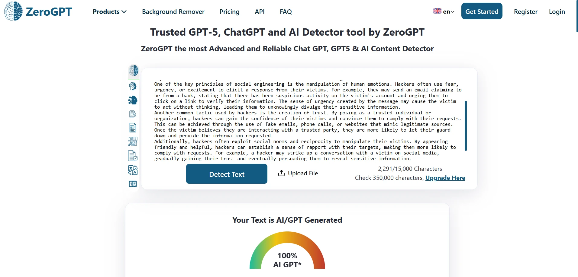 ZeroGPT check result screenshot 4