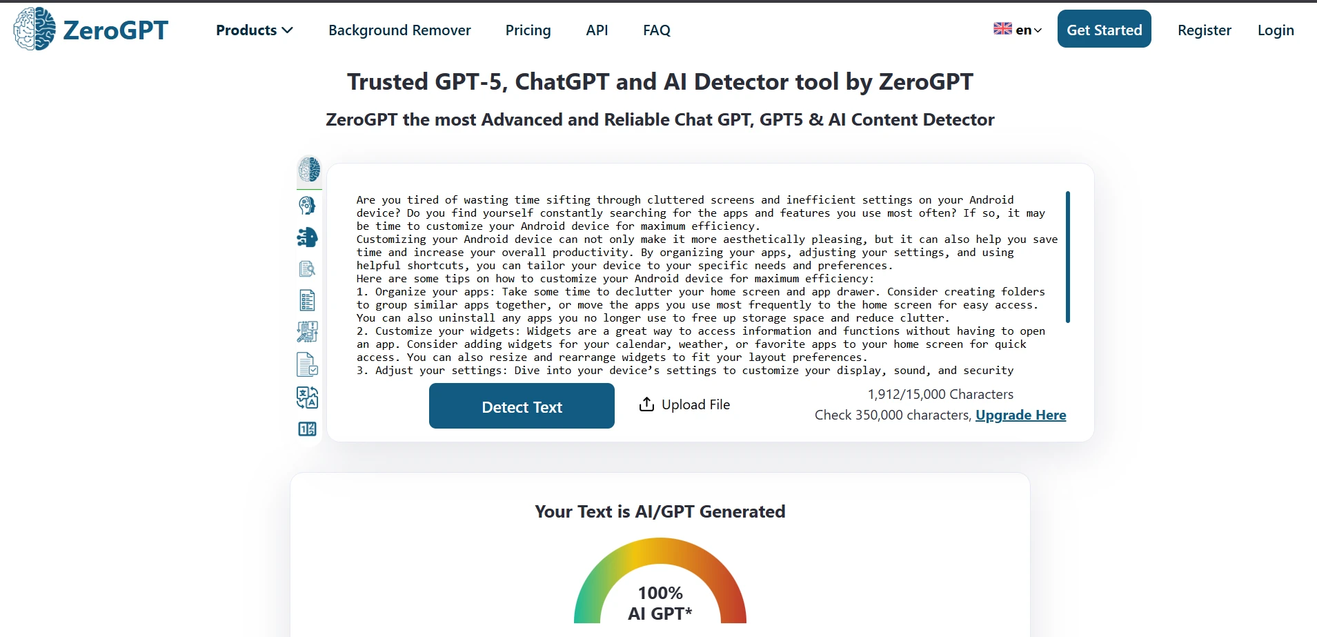 ZeroGPT check result screenshot 5